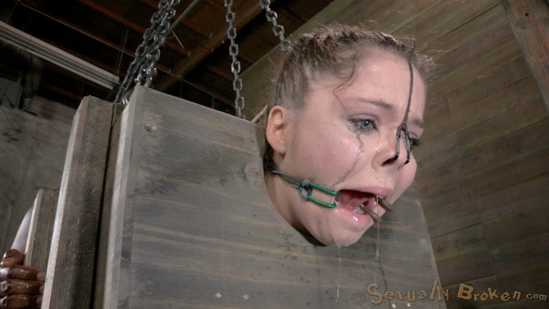 Fully cuffed sub girl blacked by dirty master