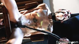 Super Skinny Fitness Pornstar Adelle Unicorn tied to a chair and harshly whipped from frontside (pussy & tits) part 3