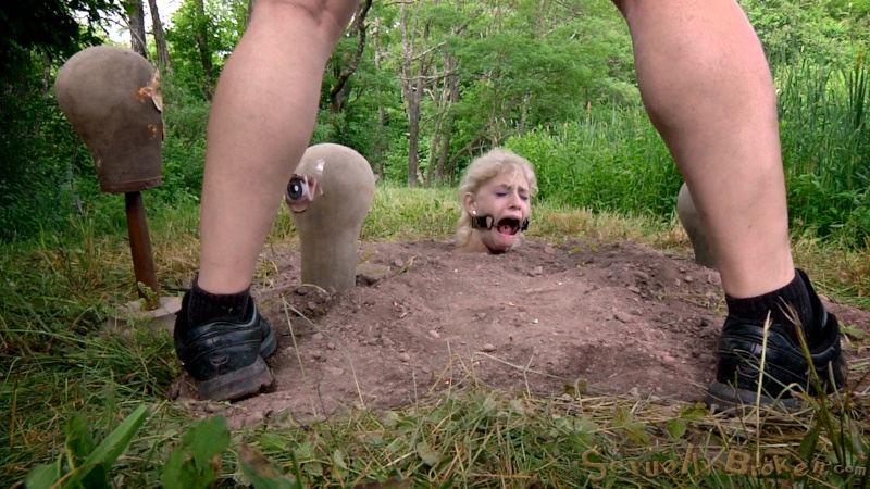 Forest throat and pussy abuse for a young blonde teen