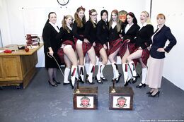 British schoolgirls, happy and caned