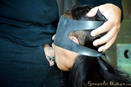 Blindfolded deepthroating and hardcore bondage