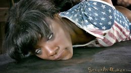 Black patriotic slut with a slender body mouth and pussy raped