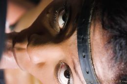 Awesome oiled ebony and a white cock in her mouth