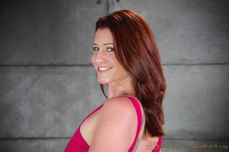 Chained redhead fuck doll and cruel master