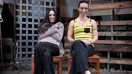 Two slender brunettes got used as sex objects