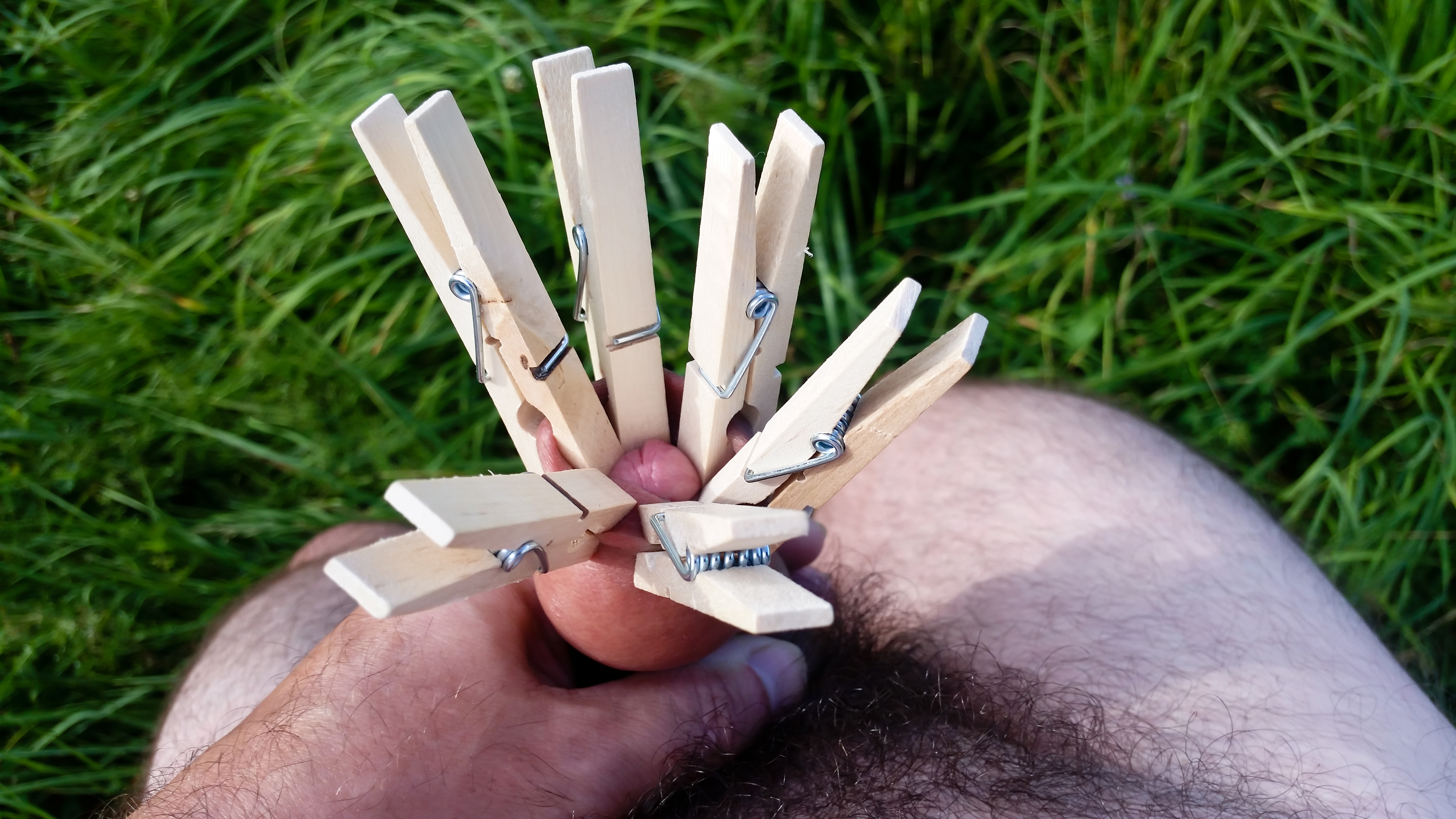 My foreskin with clothes pins