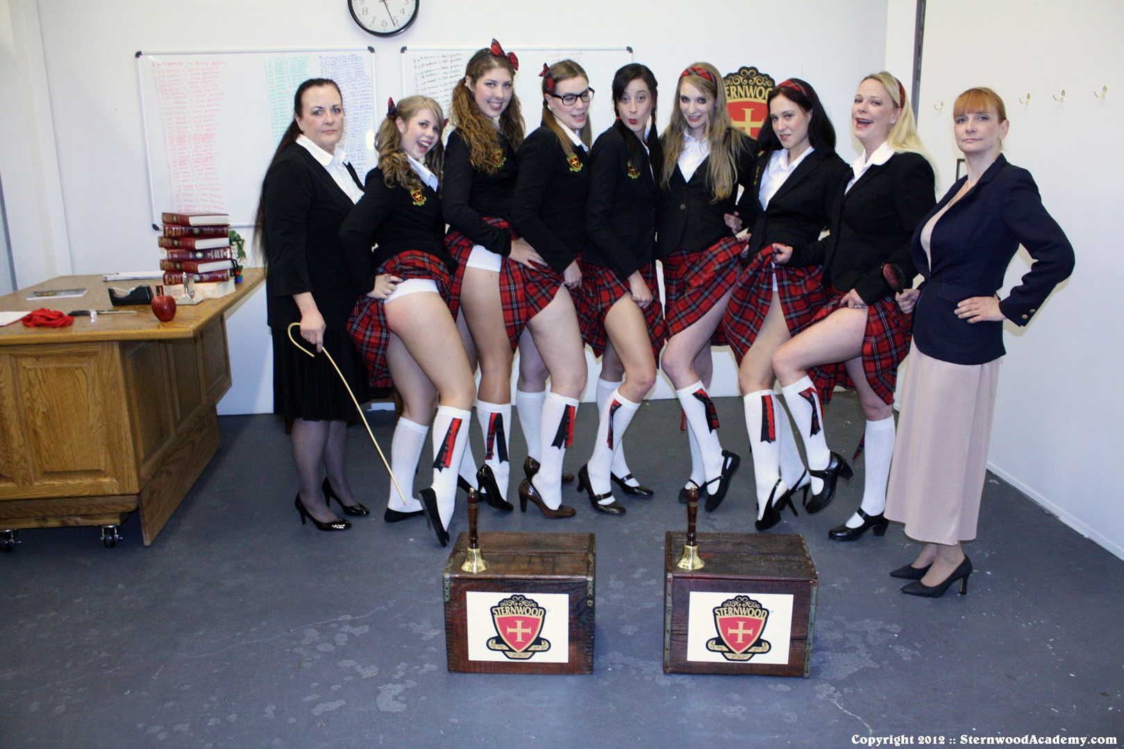 British schoolgirls, happy and caned