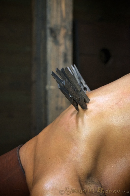 Fixed slim black slut raped from both sides by two big cocks