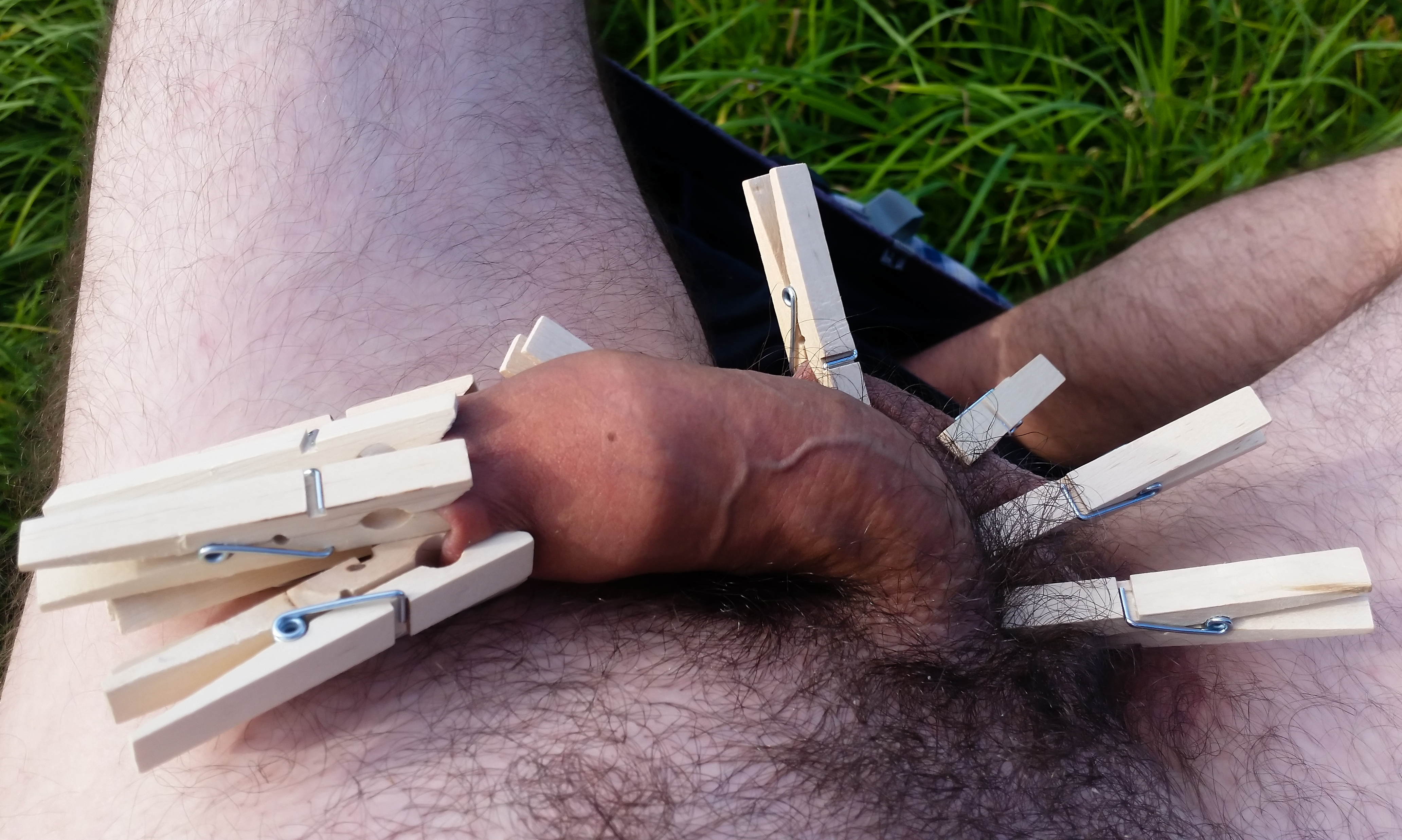 My foreskin with clothes pins