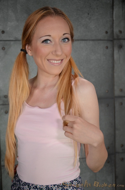 Pigtailed white teen forced into interracial oral sex